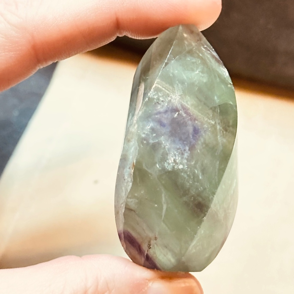 Rainbow Fluorite Faceted Freeform Crystal Spiritual Clarity Focus Green Purple - Picture 7 of 11
